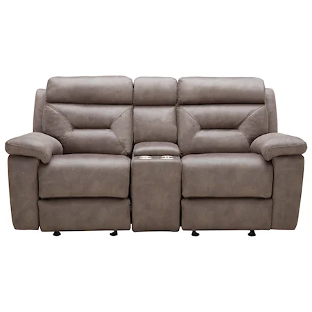Casual Power Gliding Reclining Loveseat with Cupholder Storage Console